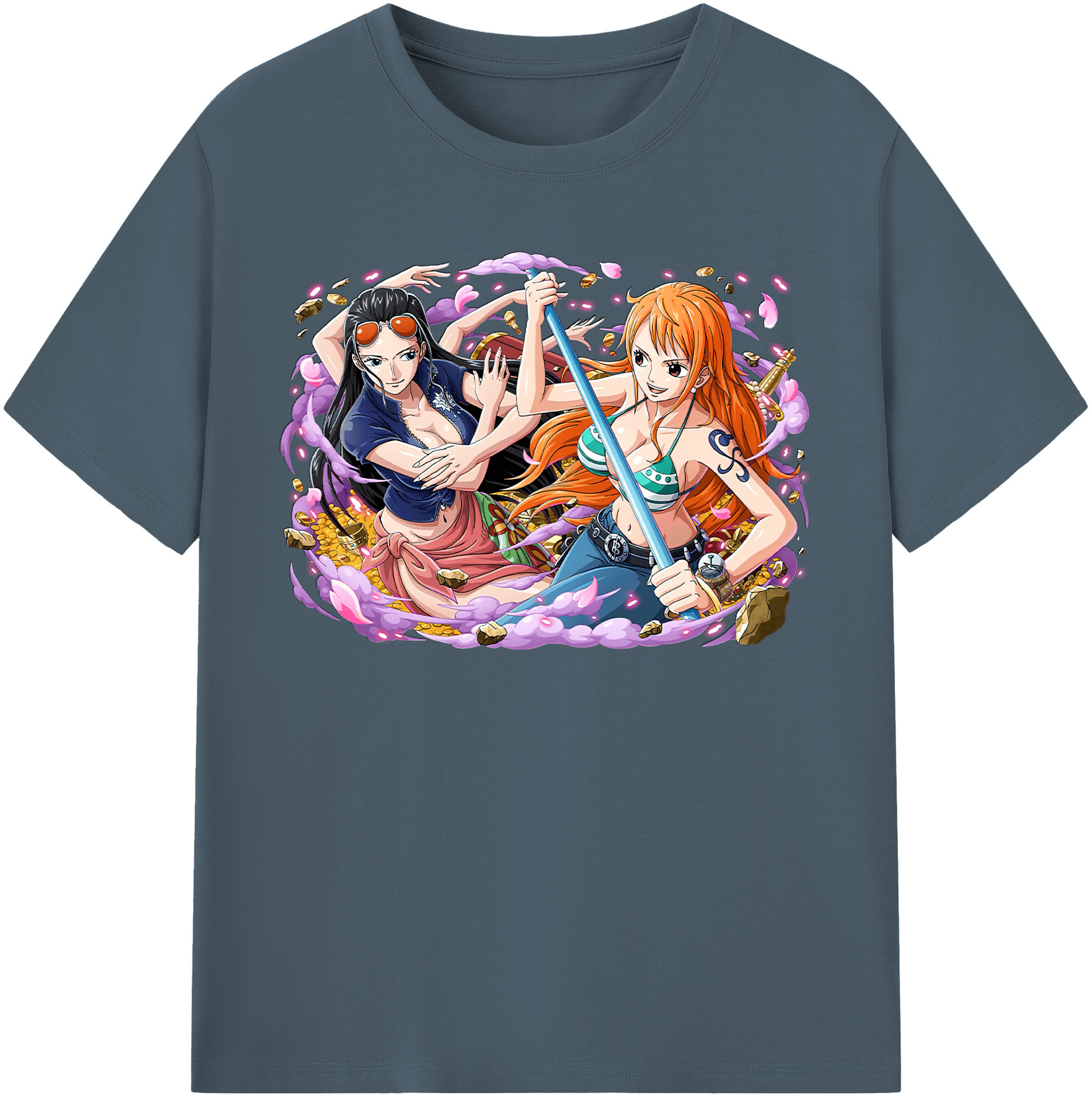 ワンピース ニコ・ロビン ONE PIECE Nico Robin 綿100％半袖Tシャツ（フロントプリント）